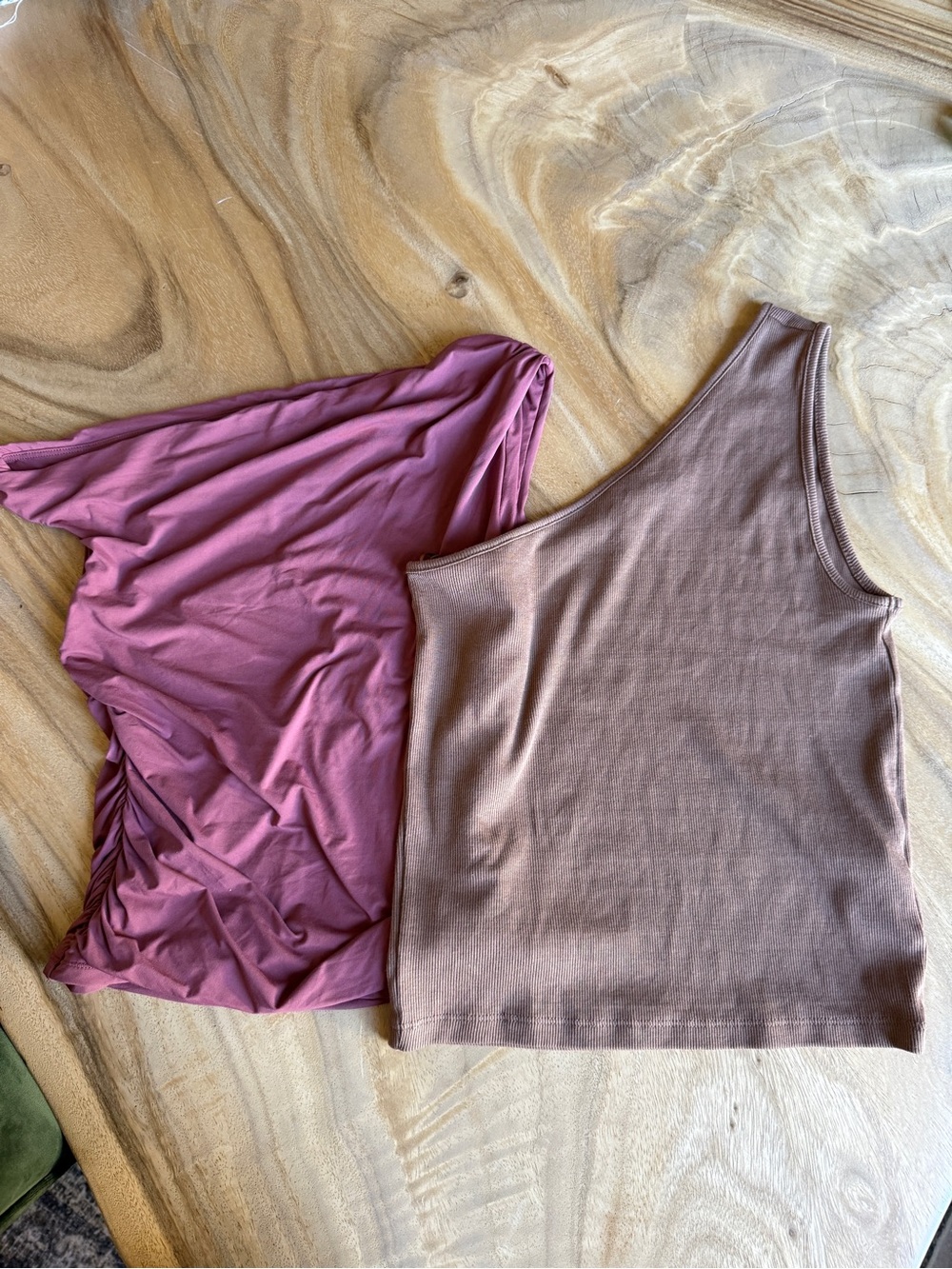 Bundle Women’s One-Shoulder Tank Top - Mauve & brown